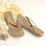 Women Multicolor Beaded Flat Sandals (W-AF-01-ANTIQUE)