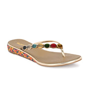 Women Multicolor Beaded Flat Sandals (W-AF-01-ANTIQUE)