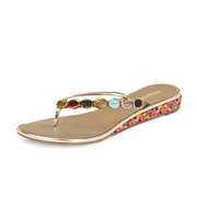Women Multicolor Beaded Flat Sandals (W-AF-01-ANTIQUE)