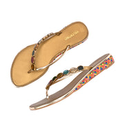 Women Multicolor Beaded Flat Sandals (W-AF-01-ANTIQUE)