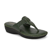 Women Comfort Olive Green Wedge Sandals (W-AF-02-GREEN)