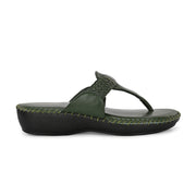 Women Comfort Olive Green Wedge Sandals (W-AF-02-GREEN)