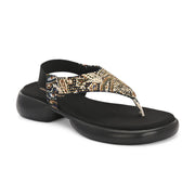 Women Embellished Ethnic Comfort Sandals (W-AH-01-BLACK)