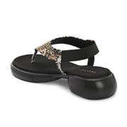 Women Embellished Ethnic Comfort Sandals (W-AH-01-BLACK)