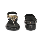 Women Embellished Ethnic Comfort Sandals (W-AH-01-BLACK)