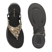 Women Embellished Ethnic Comfort Sandals (W-AH-01-BLACK)