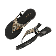 Women Embellished Ethnic Comfort Sandals (W-AH-01-BLACK)