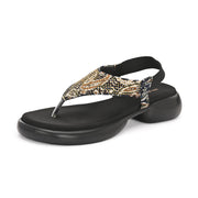 Women Embellished Ethnic Comfort Sandals (W-AH-01-BLACK)