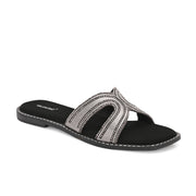 Women Gunmetal Embellished Slip-On Flats (W-AH-03-GUNMETAL)