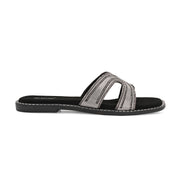 Women Gunmetal Embellished Slip-On Flats (W-AH-03-GUNMETAL)