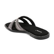 Women Gunmetal Embellished Slip-On Flats (W-AH-03-GUNMETAL)