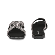 Women Gunmetal Embellished Slip-On Flats (W-AH-03-GUNMETAL)