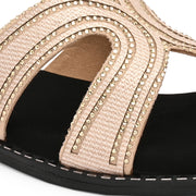 Women Light Gold Embellished Slip-On Flats (W-AH-03-LIGHTGOLD)