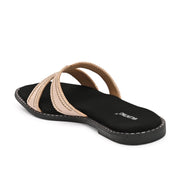 Women Light Gold Embellished Slip-On Flats (W-AH-03-LIGHTGOLD)