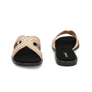 Women Light Gold Embellished Slip-On Flats (W-AH-03-LIGHTGOLD)