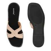 Women Light Gold Embellished Slip-On Flats (W-AH-03-LIGHTGOLD)
