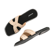 Women Light Gold Embellished Slip-On Flats (W-AH-03-LIGHTGOLD)
