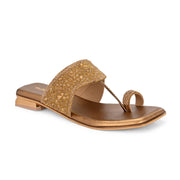 Women Embellished Toe-Ring Flat Slip-On Sandals (W-AH-05-ANTIQUE)
