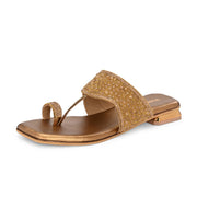 Women Embellished Toe-Ring Flat Slip-On Sandals (W-AH-05-ANTIQUE)