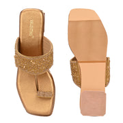 Women Embellished Toe-Ring Flat Slip-On Sandals (W-AH-05-ANTIQUE)