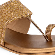 Women Embellished Toe-Ring Flat Slip-On Sandals (W-AH-05-ANTIQUE)