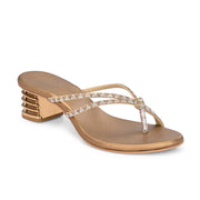 Women Embellished Block Heel Slip-On Sandals (W-AH-06-ANTIQUE)