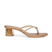 Women Embellished Block Heel Slip-On Sandals (W-AH-06-ANTIQUE)