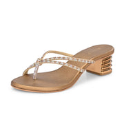 Women Embellished Block Heel Slip-On Sandals (W-AH-06-ANTIQUE)
