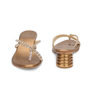 Women Embellished Block Heel Slip-On Sandals (W-AH-06-ANTIQUE)