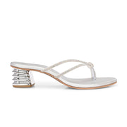 Women Embellished Block Heel Slip-On Sandals (W-AH-06-SILVER)