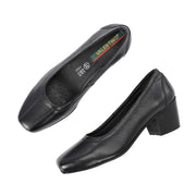 Women Premium Leather Block Heel Pump  (W-Alice-21-Black)