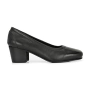 Women Premium Leather Block Heel Pump  (W-Alice-21-Black)