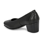 Women Premium Leather Block Heel Pump  (W-Alice-21-Black)