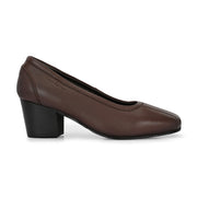 Women Premium Leather Block Heel Pump  (W-Alice-21-Brown)