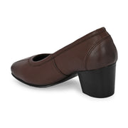 Women Premium Leather Block Heel Pump  (W-Alice-21-Brown)