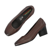 Women Premium Leather Block Heel Pump  (W-Alice-21-Brown)