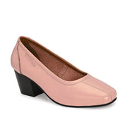 Women Premium Leather Block Heel Pump  (W-Alice-25-Metallic-Peach)