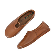 Women Premium Leather Slip On Flats (W-Angel-10-Cognac)