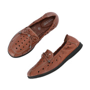 Women Premium Leather Slip On Flexible Loafer (W-Angel-50-Chestnut)