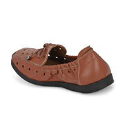 Women Premium Leather Slip On Flexible Loafer (W-Angel-50-Chestnut)