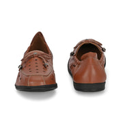 Women Premium Leather Slip On Flexible Loafer (W-Angel-50-Chestnut)