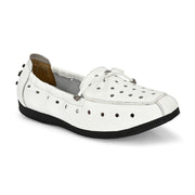 Women Premium Leather Slip On Flexible Loafer (W-Angel-50-White)