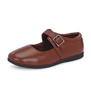 Women Tan Leather Mary Jane Ballerina Flats (W-ANGEL-80-TAN)