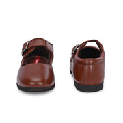Women Tan Leather Mary Jane Ballerina Flats (W-ANGEL-80-TAN)