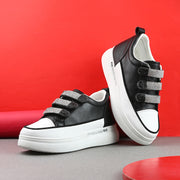 Women Crystal Embellished Velcro Straps Platform Sneakers (W-ATF-25-BLACK)