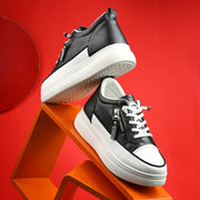 Women Chunky Lace-Up Sneakers (W-ATF-26-BLACK)