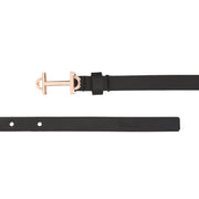 Valentino Women's Slim Fashion Belt – Black with Rose Gold Buckle (W-BT-HI-05-BLACK)