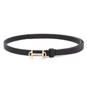 Valentino Women's Slim Fashion Belt – Black with Rose Gold Buckle (W-BT-HI-05-BLACK)