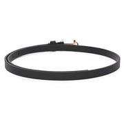 Valentino Women's Slim Fashion Belt – Black with Rose Gold Buckle (W-BT-HI-05-BLACK)
