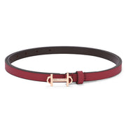 Valentino Women's Slim Belt – Red with Rose Gold Buckle (W-BT-HI-05-RED)